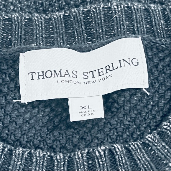 Thomas Sterling London New York Navy Crewneck Pullover Sweater Cotton Mens XL - Picture 4 of 8